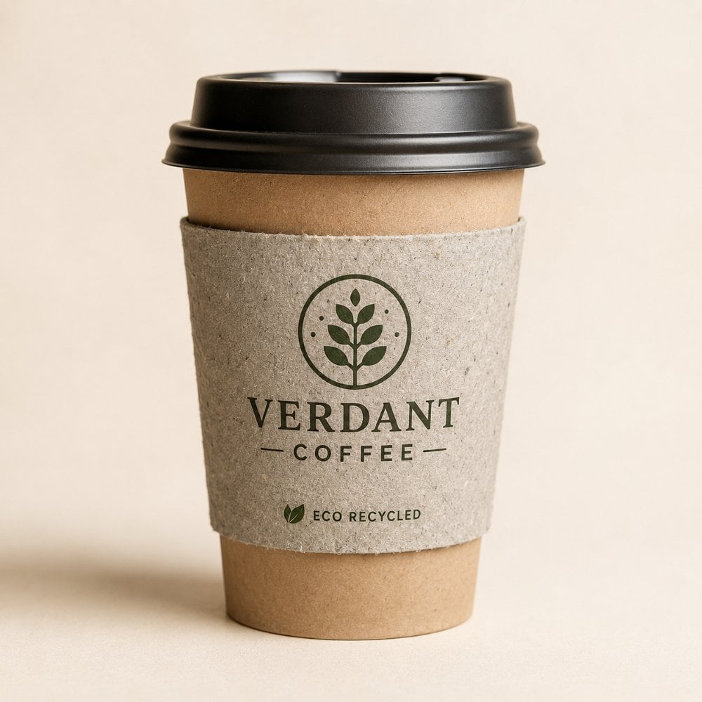 Eco recycled coffee sleeve with logo