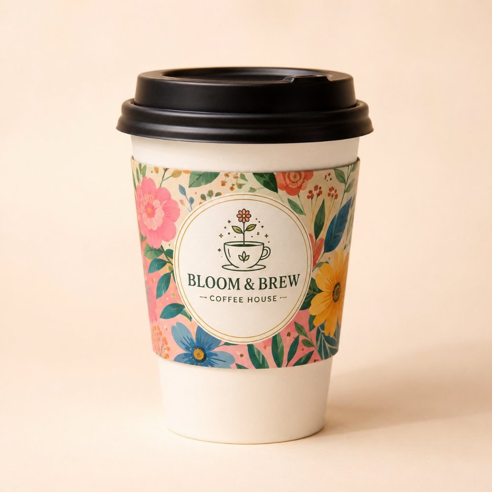 Full-Color Printed coffee sleeve with logo