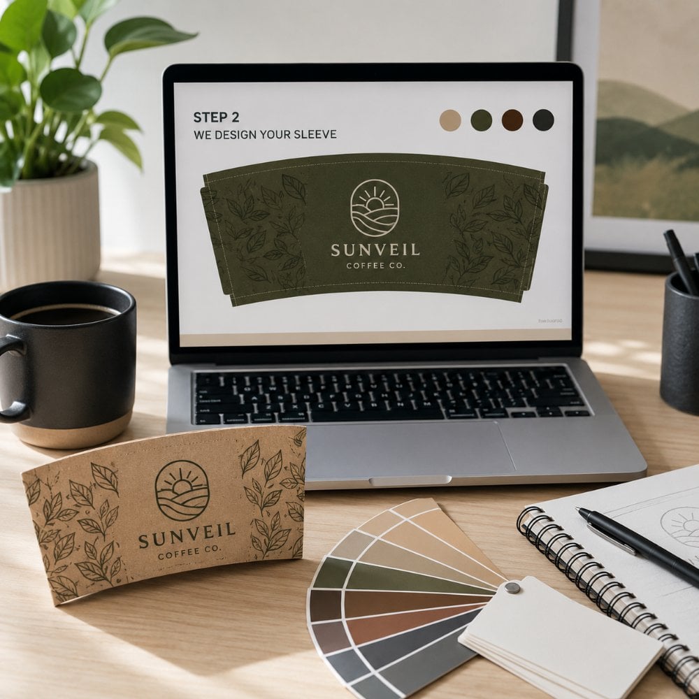 We create a design proof of your custom coffee sleeve