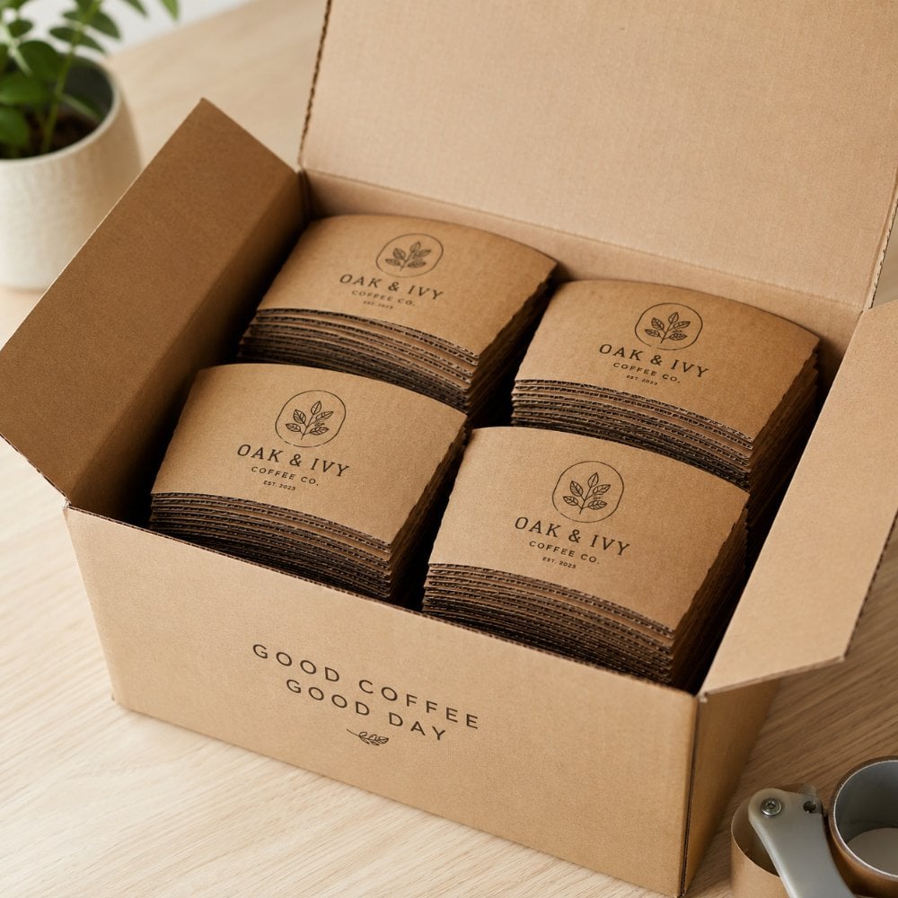 We ship your finished custom coffee sleeves
