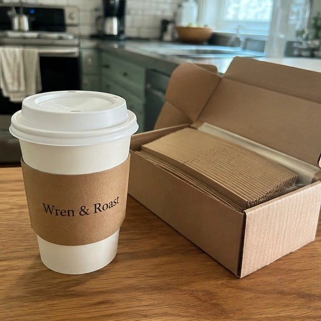 Custom coffee sleeves — customer photo