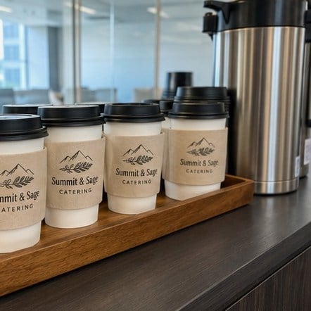 Customized coffee sleeves for offices and catering